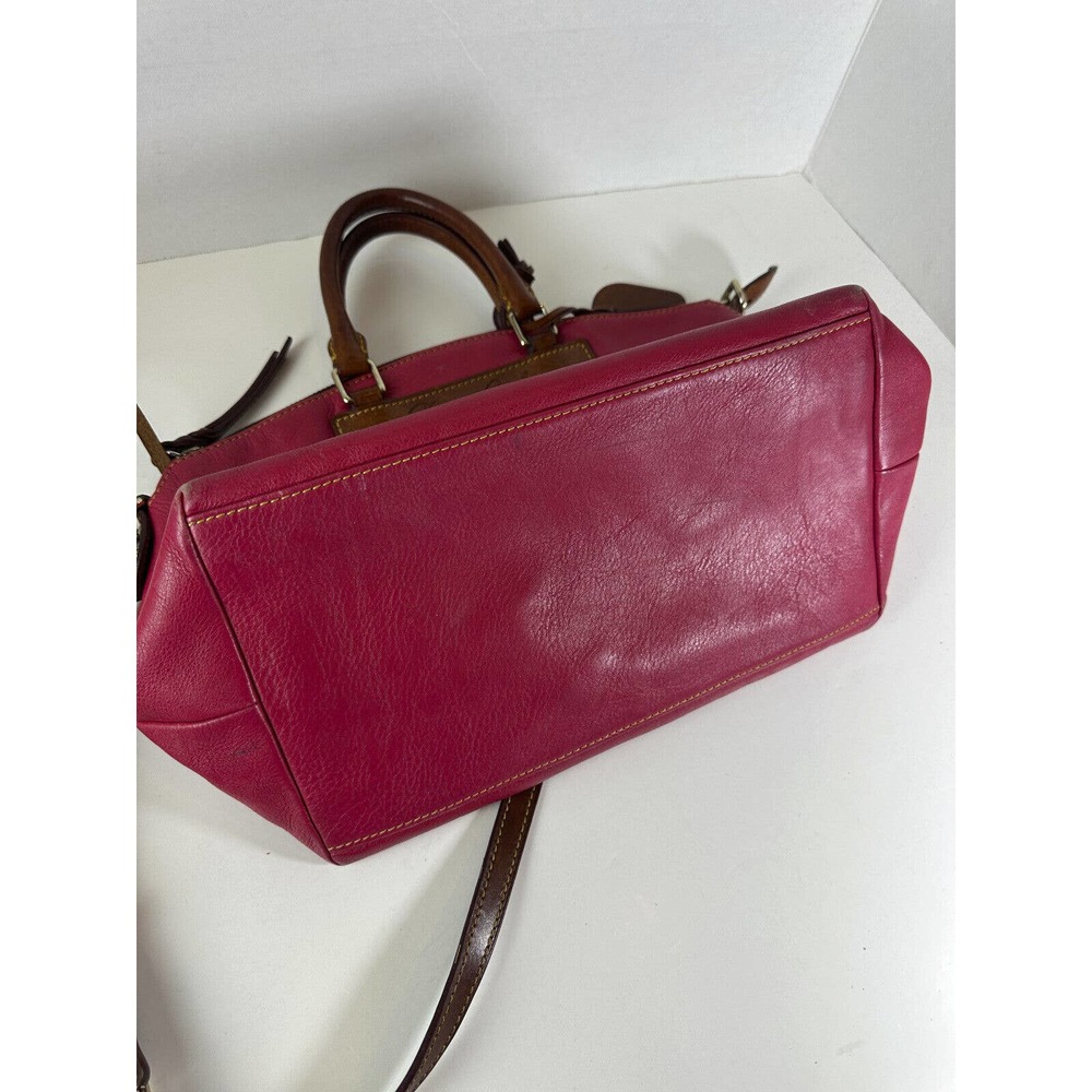 Dooney & Bourke Genuine Florentine Vacchetta Leather Domed Satchel Handbag Purse - Picture 11 of 16